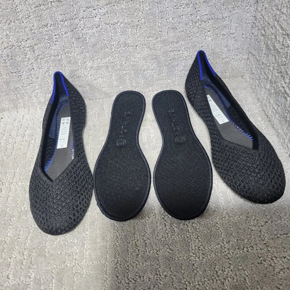 Rothy's The Flat Black Honeycomb Slip On Ballet Shoes Women's Size 8.5, 10 - Picture 3 of 6